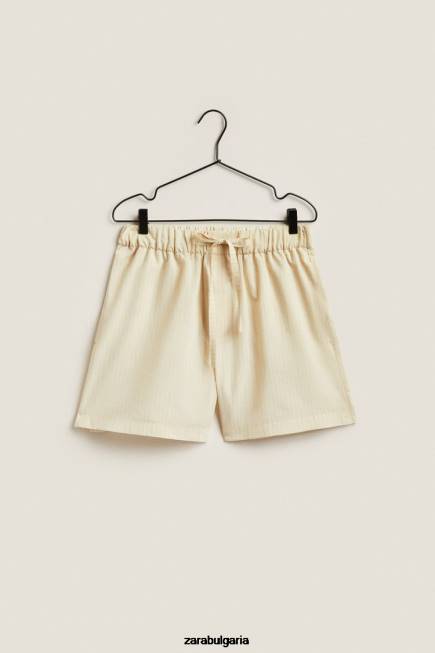 Zara облекло 66FT1805 Жени шорти с тънки райета екрю