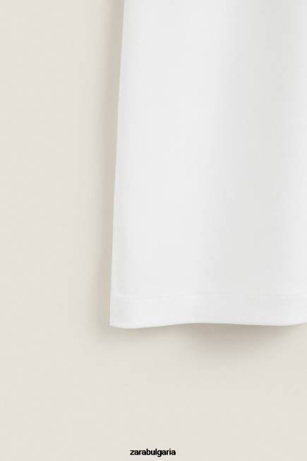 Zara облекло 66FT1810 Жени мека на допир тениска бяло