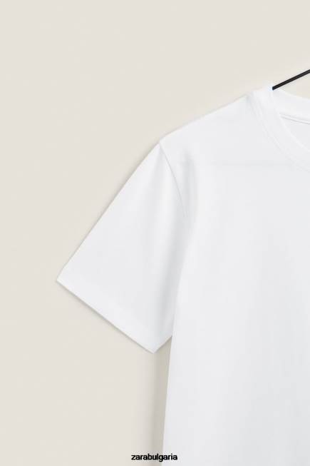 Zara облекло 66FT1812 Жени памучен топ бяло