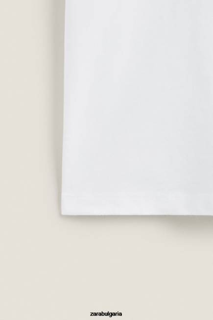 Zara облекло 66FT1812 Жени памучен топ бяло