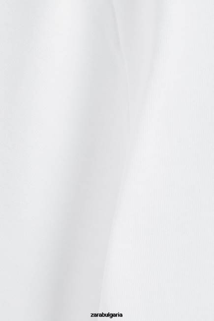 Zara облекло 66FT1812 Жени памучен топ бяло