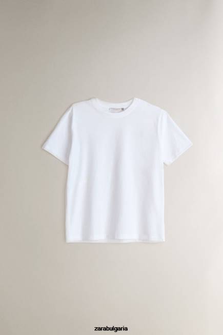 Zara облекло 66FT1812 Жени памучен топ бяло