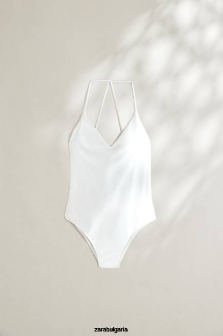 Zara облекло 66FT1822 Жени обикновен бански екрю