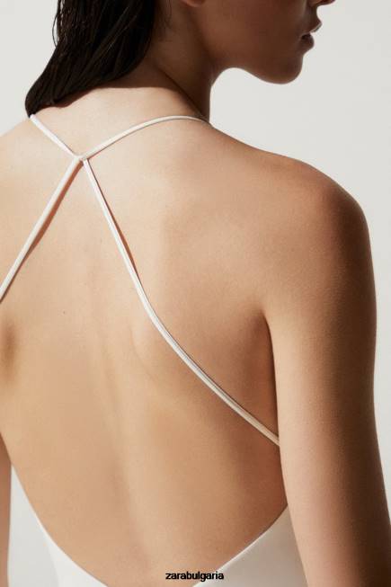 Zara облекло 66FT1822 Жени обикновен бански екрю