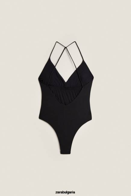 Zara облекло 66FT1823 Жени бански с отворен гръб черен