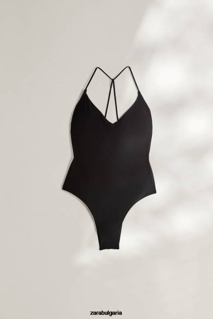 Zara облекло 66FT1823 Жени бански с отворен гръб черен