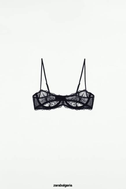 Zara облекло 66FT826 Жени дантелен сутиен с банели черен
