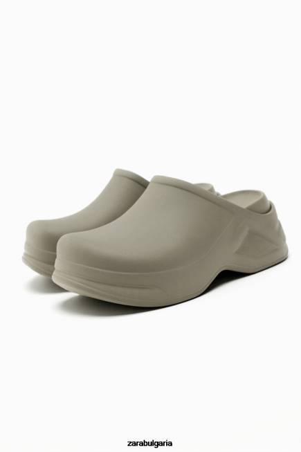 Zara обувки 66FT728 Жени гумирани сабо каки зелено