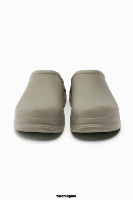 Zara обувки 66FT728 Жени гумирани сабо каки зелено