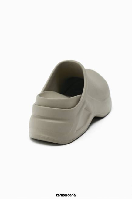 Zara обувки 66FT728 Жени гумирани сабо каки зелено