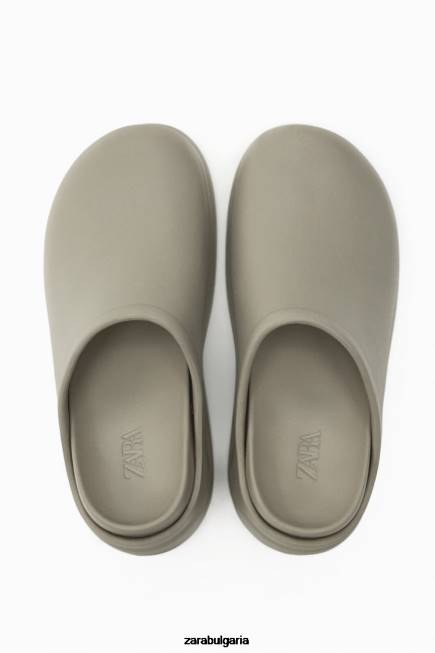 Zara обувки 66FT728 Жени гумирани сабо каки зелено