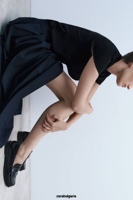 Zara обувки 66FT731 Жени плоски мокасини с метална тапицерия черен