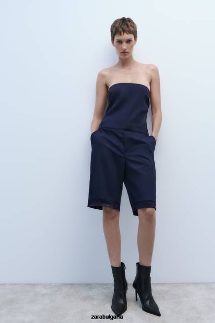 Zara обувки 66FT732 Жени ботуши с ток с остър връх черен