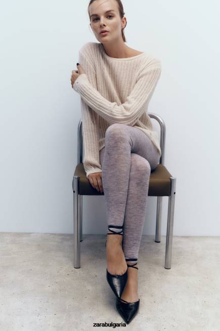 Zara обувки 66FT737 Жени обувки с връзки с отворена пета черен