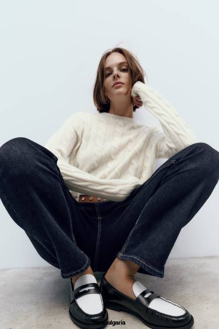 Zara обувки 66FT739 Жени контрастни мокасини два тона