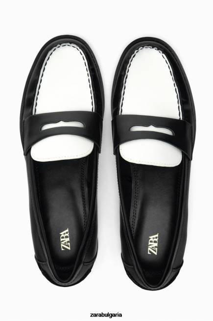 Zara обувки 66FT739 Жени контрастни мокасини два тона