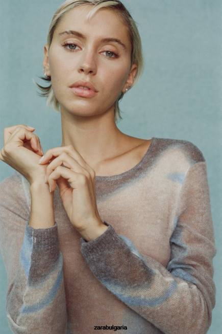 Zara облекло 66FT477 Жени плетена рокля с вратовръзка многоцветен