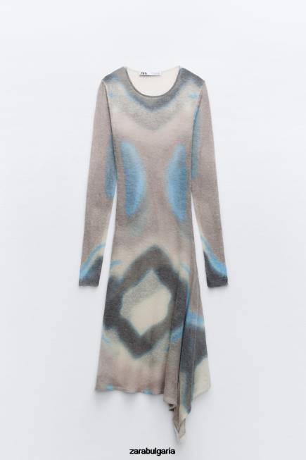Zara облекло 66FT477 Жени плетена рокля с вратовръзка многоцветен