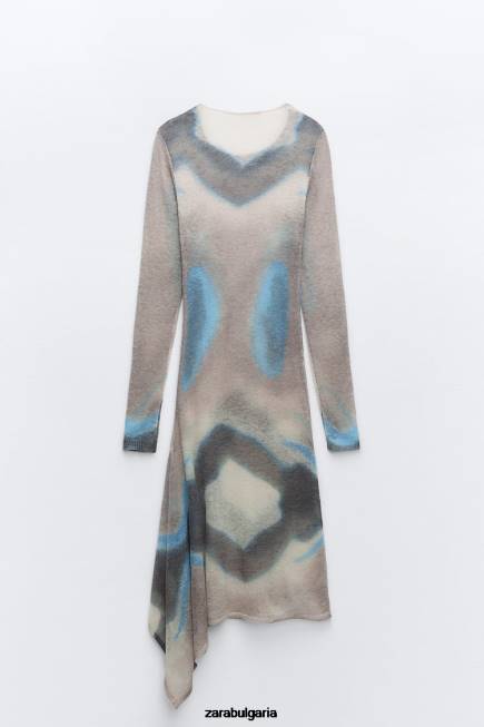 Zara облекло 66FT477 Жени плетена рокля с вратовръзка многоцветен