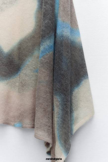 Zara облекло 66FT477 Жени плетена рокля с вратовръзка многоцветен