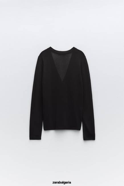 Zara облекло 66FT479 Жени вталена плетена жилетка черен