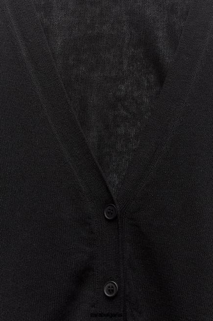 Zara облекло 66FT479 Жени вталена плетена жилетка черен