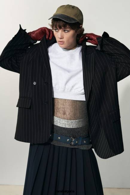 Zara облекло 66FT142 Жени огромен сако на райе черен