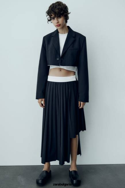 Zara облекло 66FT143 Жени шарено бомбър сако син