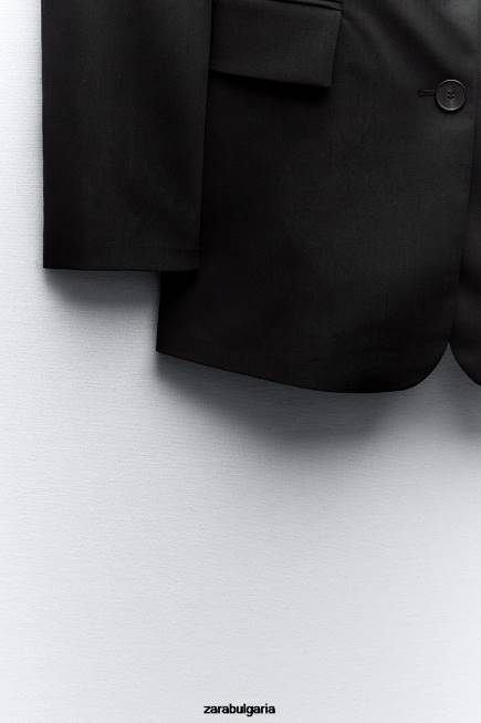 Zara облекло 66FT144 Жени втален блейзър с шевове черен