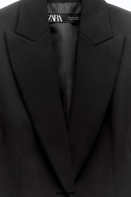 Zara облекло 66FT144 Жени втален блейзър с шевове черен