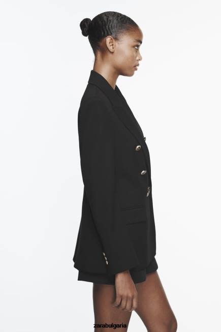 Zara облекло 66FT151 Жени шито двуредно сако черен