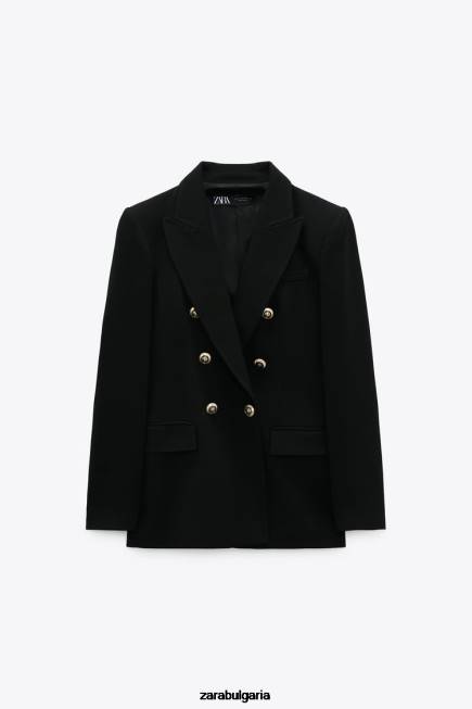 Zara облекло 66FT151 Жени шито двуредно сако черен