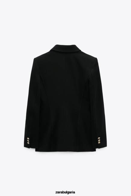 Zara облекло 66FT151 Жени шито двуредно сако черен