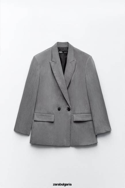 Zara облекло 66FT156 Жени голямо двуредно сако сив мергел