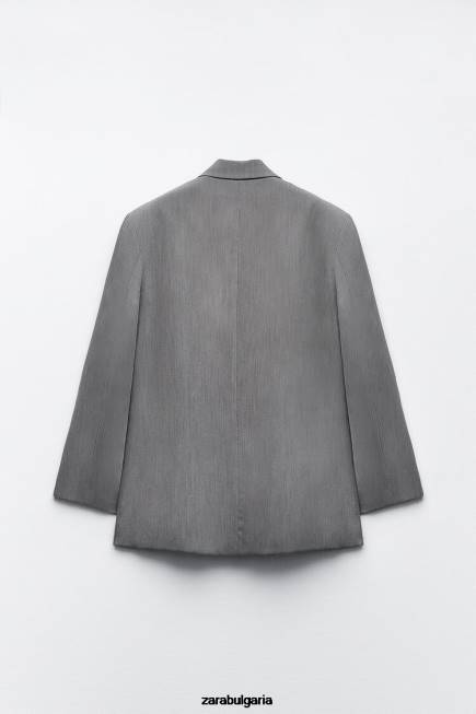 Zara облекло 66FT156 Жени голямо двуредно сако сив мергел