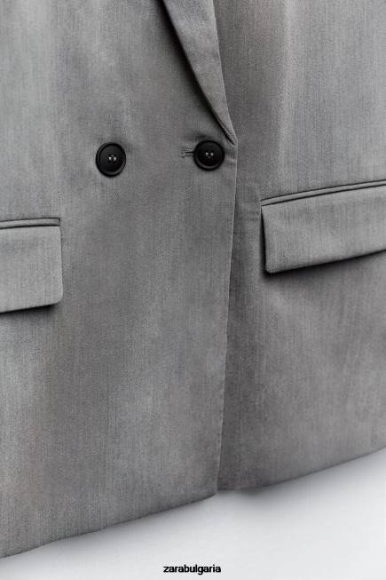 Zara облекло 66FT156 Жени голямо двуредно сако сив мергел