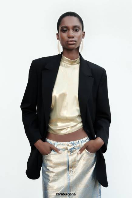 Zara облекло 66FT159 Жени сако с права кройка черен