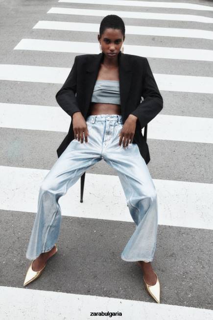 Zara облекло 66FT159 Жени сако с права кройка черен