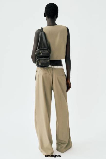 Zara облекло 66FT161 Жени вталена жилетка лека камила