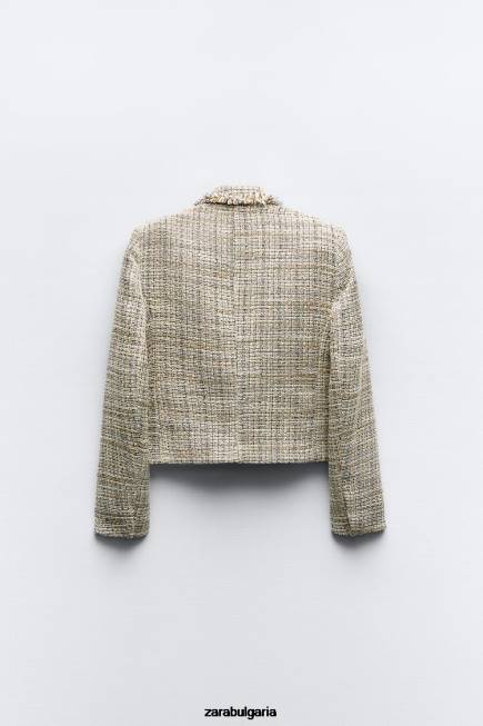 Zara облекло 66FT162 Жени двуредно яке с текстурирана тъкан многоцветен
