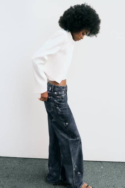 Zara облекло 66FT163 Жени съко блейзър бяла стрида