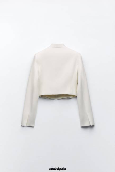 Zara облекло 66FT163 Жени съко блейзър бяла стрида