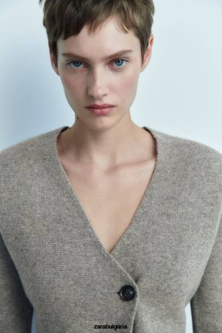 Zara облекло 66FT164 Жени вълнен блейзър с пеплум сиво