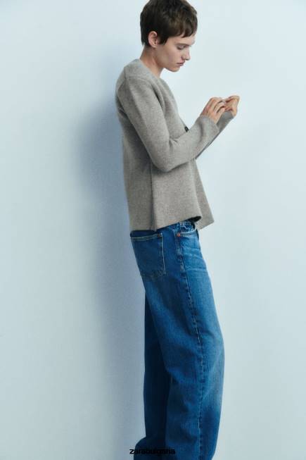 Zara облекло 66FT164 Жени вълнен блейзър с пеплум сиво