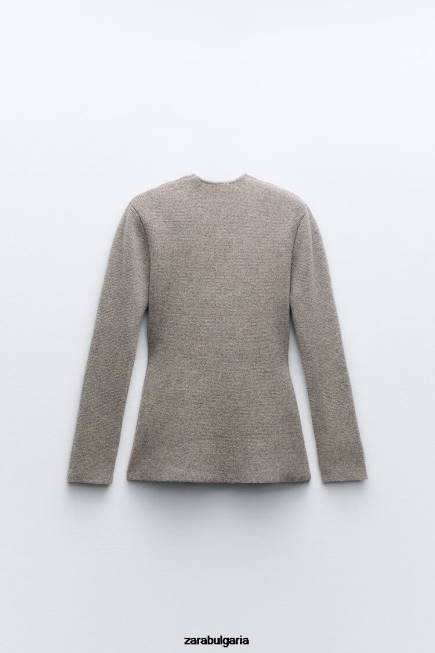 Zara облекло 66FT164 Жени вълнен блейзър с пеплум сиво