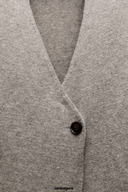 Zara облекло 66FT164 Жени вълнен блейзър с пеплум сиво