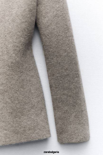 Zara облекло 66FT164 Жени вълнен блейзър с пеплум сиво