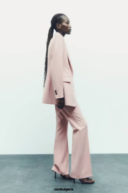 Zara облекло 66FT186 Жени втален блейзър с шевове бежово/розово