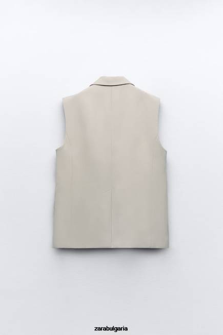 Zara облекло 66FT187 Жени увийте жилетка пясък