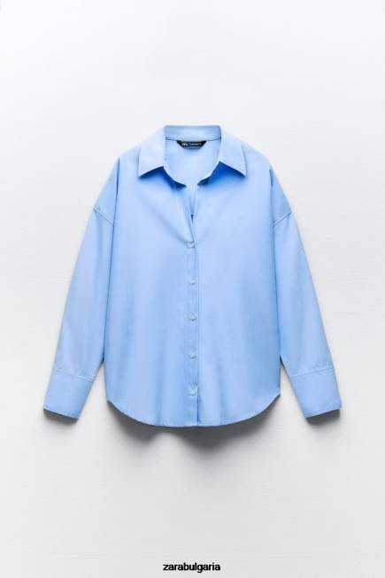 Zara облекло 66FT290 Жени оксфордска риза небесно синьо